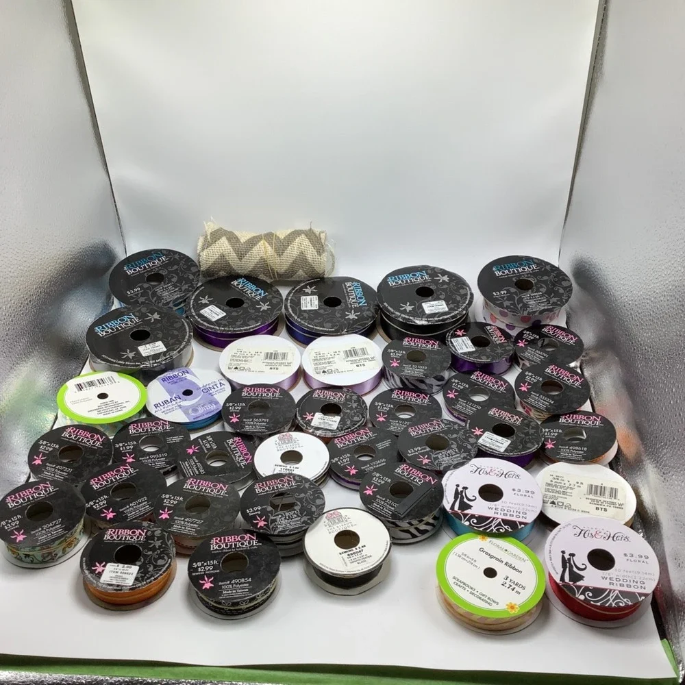 Lot of Ribbon for‎ Crafts 39 Pieces Assorted Solid & Print & Sizes New & Used